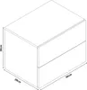 An isometric line drawing of a nightstand with dimensions indicated. Anteprima dell’immagine prodotto
