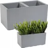 Two concrete planters, one in the foreground with plants and one larger one in the background. Náhled obrázku produktu