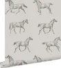 ESTAhome Tapeta rysowane konie ciemny beż 53 cm x 10.05 m Podgląd zdjęcia produktu 1
