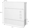 A white mailbox with dimensions indicated by measurement lines and text. Produktbild-Vorschau