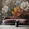 Muralo Vlies Fototapete bunte BLUMEN Blätter Beton Retro Produktbild-Vorschau 4