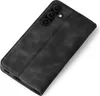 A black flip cover case for a smartphone is shown at an angle against a white background. Produktbild-Vorschau