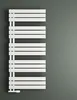 A white radiator is mounted on a gray wall. Produktbild-Vorschau