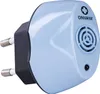 A light blue electronic device with a black plug and a circular speaker grille. Produktbild-Vorschau