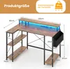 COSTWAY Scrivania a L 120 cm con prese di corrente, LED, Anteprima dell’immagine prodotto 3