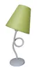 A white table lamp with a green lampshade. Produktbild-Vorschau