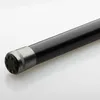 A close-up shot of the end of a black fishing rod with a metal ferrule and a rubber grip. Produktbild-Vorschau