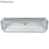 A clear, front-facing studio shot of a transparent refrigerator shelf. Produktbild-Vorschau