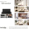 A collage showing a TV stand and various room settings where it could be placed. Náhled obrázku produktu