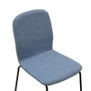 A close-up view of a blue upholstered chair with black metal legs, isolated on a white background. Produktbild-Vorschau