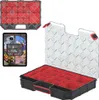 A Kistenberg Sortimentsbox TAGER CARBO ORGANIZER KTGC40306B with cups is shown in an open and closed state, along with a tablet displaying product information. Anteprima dell’immagine prodotto