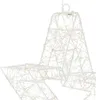 A close-up view of a white wireframe star decoration with small warm white LED lights. Podgląd zdjęcia produktu