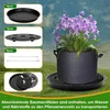 A collage showing components of a self-watering planter set and a fully assembled planter with a plant. Produktbild-Vorschau