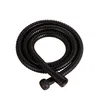 A black flexible shower hose coiled on a white background. Produktbild-Vorschau