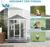 A bird aviary is shown outdoors, with images of different birds displayed next to it. Podgląd zdjęcia produktu