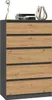 VBChome Kommode mit 5 Schubladen 70 x 40 x 110 cm Eiche Produktbild-Vorschau 2