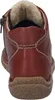 The back view of a red leather boot with a zipper and fur lining. Produktbild-Vorschau