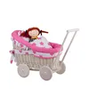 Luna Puppenwagen Und Puppenwiege Aus Weide Bordüre In Rosa Produktbild-Vorschau 3