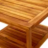 A close-up view of a wooden table with two shelves. Náhled obrázku produktu