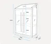 A diagram of a mini greenhouse with dimensions indicated. Voir les images du produit