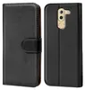 A black flip case for a smartphone is shown from the front and back. Produktbild-Vorschau