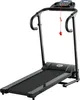 A black folding electric treadmill is shown against a white background. Produktbild-Vorschau