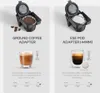 Comparison of two coffee machine adapters: one for ground coffee and one for ESE pods. Produktbild-Vorschau