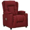 A burgundy recliner chair with massage function and a cup holder is shown against a white background.