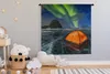 MuchoWow® Wandteppich Wandbehang Nordlichter - Zelt - Eis - Produktbild-Vorschau 4