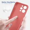 A hand is touching a red phone case, with a pile of white fluff in the background. Produktbild-Vorschau