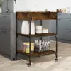 vidaXL Küchenwagen Räuchereiche 60x48x89,5 cm Holzwerkstoff Produktbild-Vorschau 4