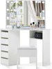 CLIPOP Coiffeuse, Coiffeuse d'angle, 114x55x140cm 3 miroirs Voir les images du produit 1