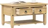 A light brown wooden coffee table with two drawers and a lower shelf, shown from the front. Voir les images du produit