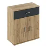 A product shot of a two-door cabinet with a drawer on top, against a white background. Náhled obrázku produktu