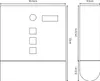 Diagram of a mailbox with dimensions and cutouts. Produktbild-Vorschau