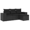4-tlg. Garten-Sofagarnitur mit Kissen Schwarz Poly Rattan Produktbild-Vorschau 1