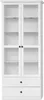 A white display cabinet with glass doors and drawers. Produktbild-Vorschau