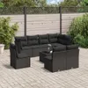 Design 9-tlg. Garten-Sofagarnitur mit Kissen Schwarz Poly Produktbild-Vorschau 1