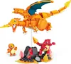 A LEGO-style building set featuring three Pokémon figures: Charmander, Charmeleon, and Charizard, with a volcanic-themed base. Náhled obrázku produktu