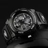 A close-up studio shot of a black digital sports watch against a black background. Produktbild-Vorschau