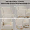 Ergonomiczny lniany fotel bujany w kolorze beżowym z Podgląd zdjęcia produktu 4