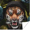 MuchoWow® Poster Tiger - Blumen - Blau 75x75 cm - Wand Produktbild-Vorschau 1