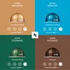 A collage of four Nespresso Vertuo coffee pods, each with its name, description, and intensity rating. Produktbild-Vorschau