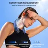 A woman wearing a neck fan on a sunny day. Produktbild-Vorschau