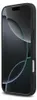 A black phone case with a metallic logo is shown from a side angle. Produktbild-Vorschau
