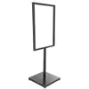 A black metal sign stand with a blank white display area, shown against a white background. Podgląd zdjęcia produktu
