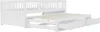 A white sofa bed with two drawers pulled out, shown from a side angle against a white background. Produktbild-Vorschau