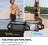A split image showing two people using waterproof waist bags on a beach. Produktbild-Vorschau