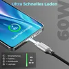 A close-up of a USB-C cable plugged into a smartphone, showing fast charging. Produktbild-Vorschau