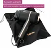 A black Beurer hair dryer is placed on a black fabric storage bag, with text overlays indicating features. Podgląd zdjęcia produktu